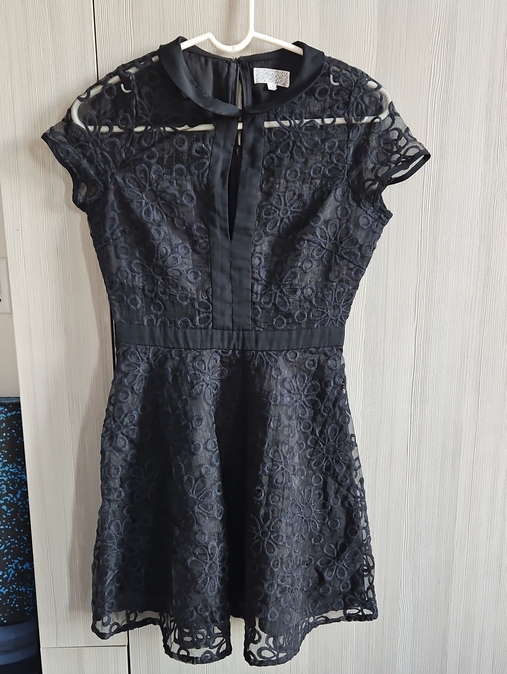 Lucca Couture Black Lace Fit-and-Flare Mini Dress
